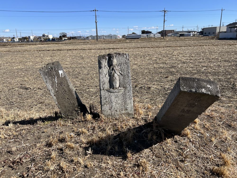 田んぼの中の馬頭観音塔